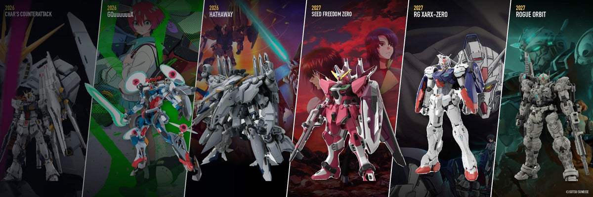 Gunpla release calendar 2026–2027: HG and PG kits from Char's Counterattack, GQuuuuuuX, Hathaway, Gundam SEED FREEDOM ZERO, RG XARX-ZERO and Gundam Rogue Orbit