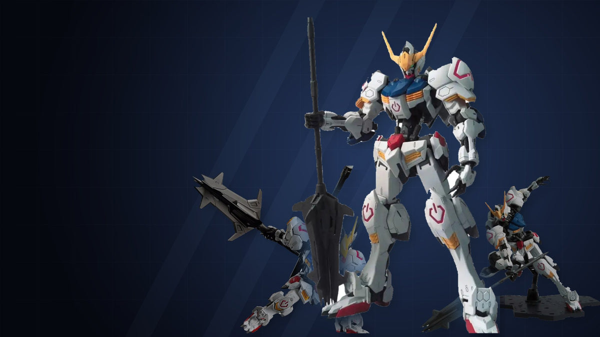 MG and MGSD Gundam Barbatos Gunpla kits in battle poses