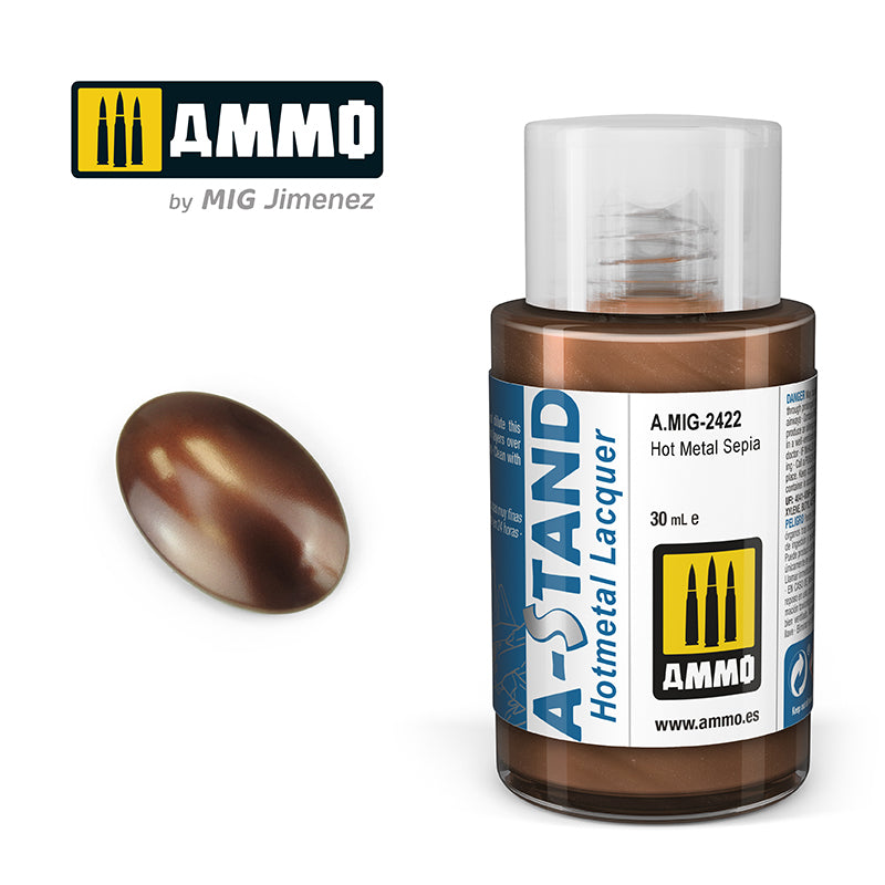 Ammo Mig A-Stand Lacquer Paint 30ml - Hot Metal Sepia | 8432074024224