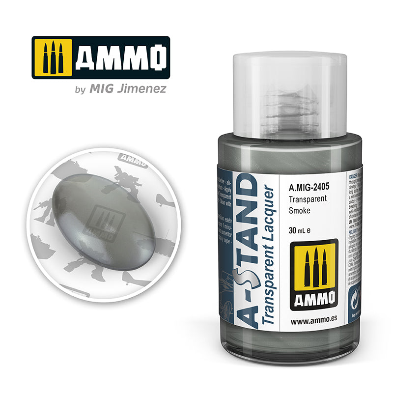 Ammo Mig A-Stand Lacquer Paint 30ml - Transparent Smoke | 8432074024057
