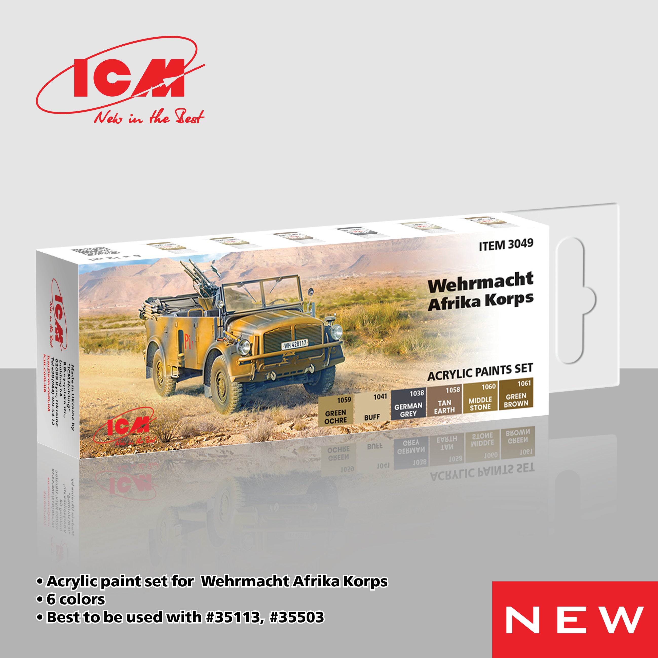 ICM Acrylic Paint Set for Wehrmacht Afrika Korps | 4823044410057