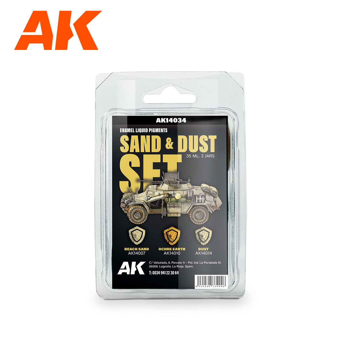 AK Interactive Enamel Liquid Pigment SAND & DUST SET 35ml (3 ref) | 8435568334946