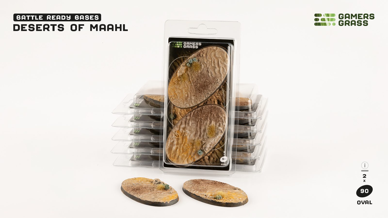 Gamers Grass Battle Ready Bases - Deserts of Maahl - Oval 90mm (x2) | 738956790750