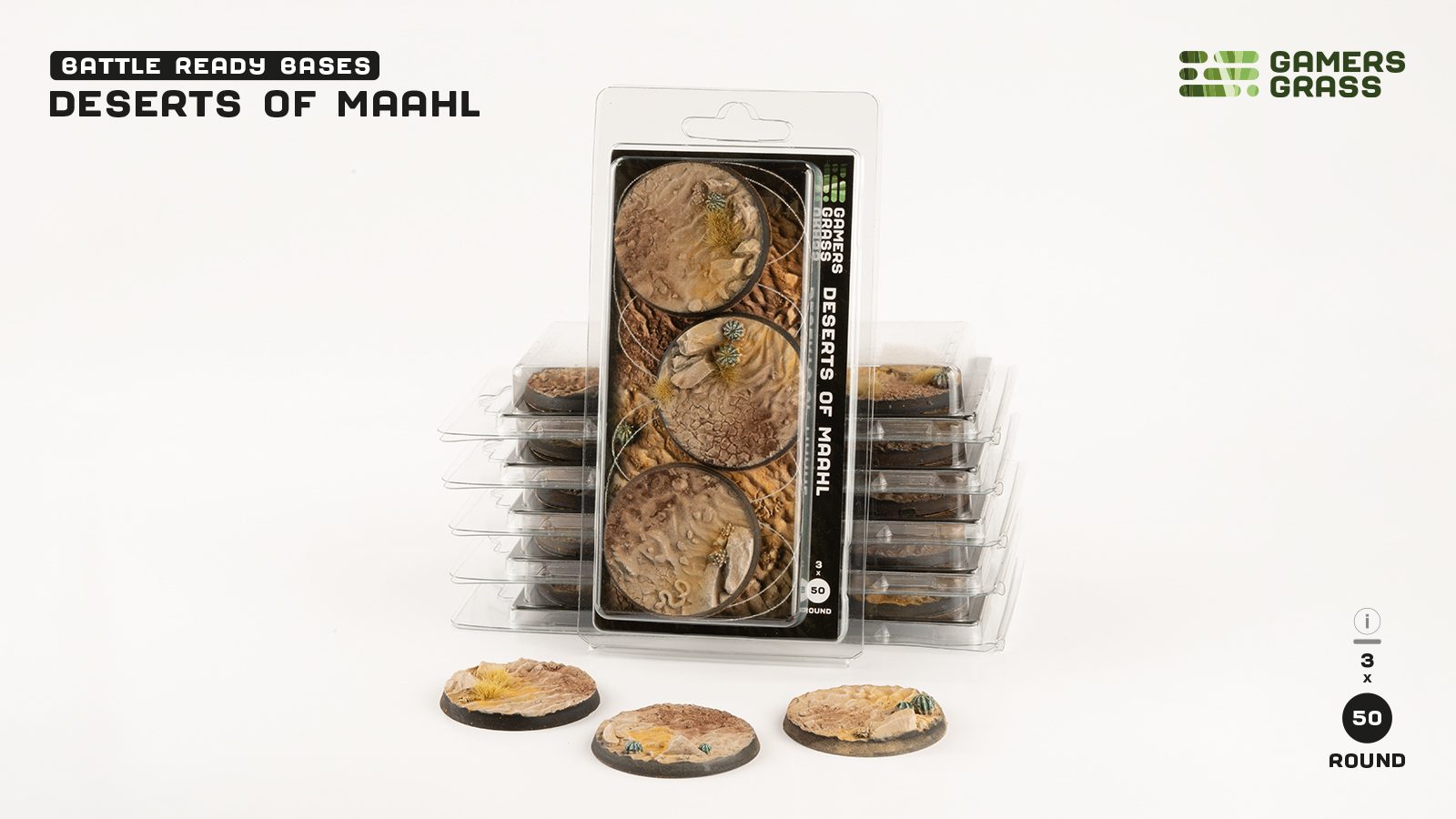 Gamers Grass Battle Ready Bases - Deserts of Maahl - Round 50mm (x3) | 738956790682