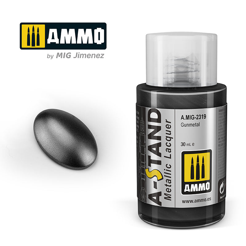 Ammo Mig A-Stand Lacquer Paint 30ml - Gunmetal | 8432074023197