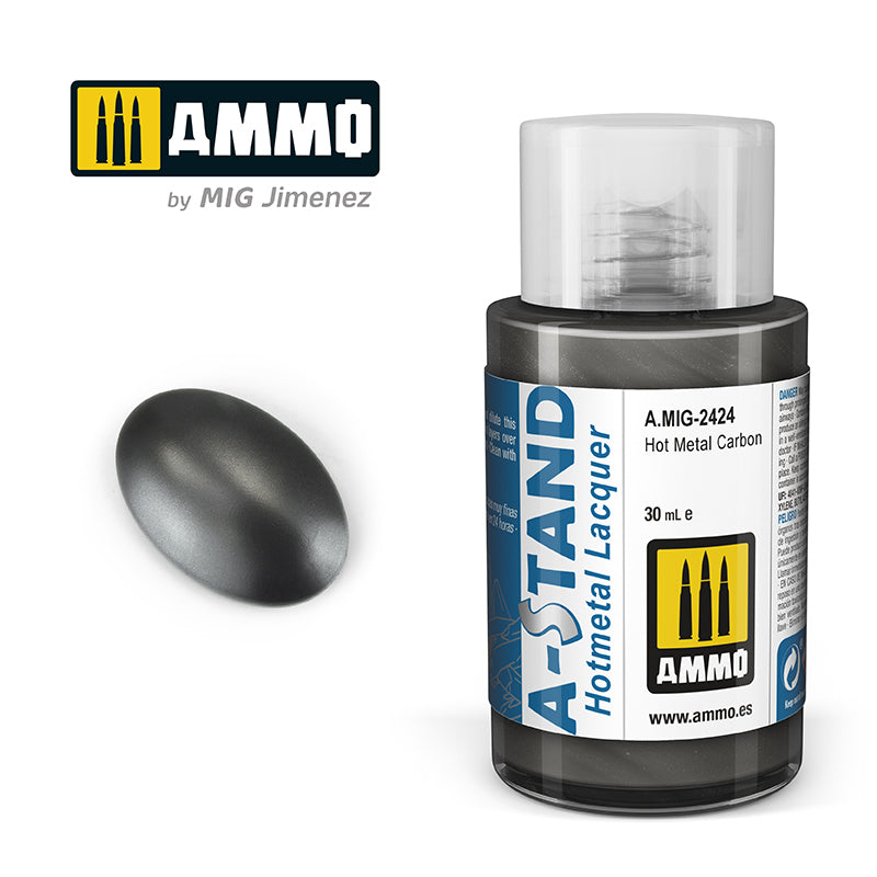 Ammo Mig A-Stand Lacquer Paint 30ml - Hot Metal Carbon | 8432074024248