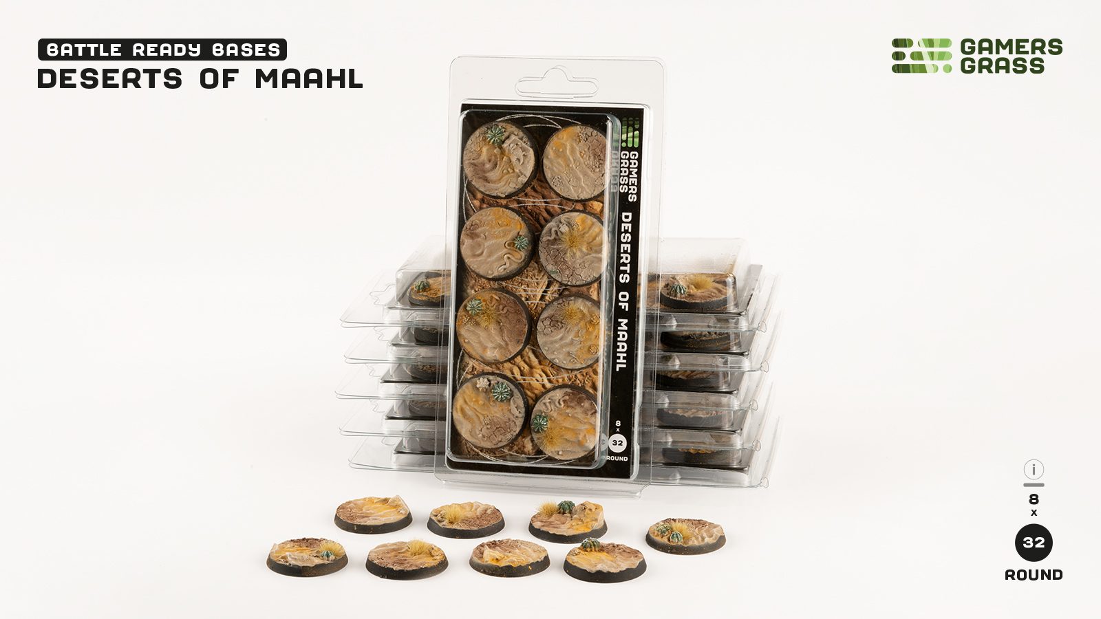 Gamers Grass Battle Ready Bases - Deserts of Maahl - Round 32mm (x8) | 738956790668