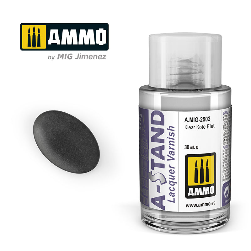 Ammo Mig A-Stand Lacquer Paint 30ml - Klear Kote Flat | 8432074025023