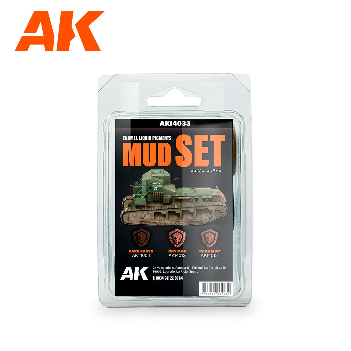 AK Interactive Enamel Liquid Pigment MUD SET 35ml (3 ref) | 8435568334939