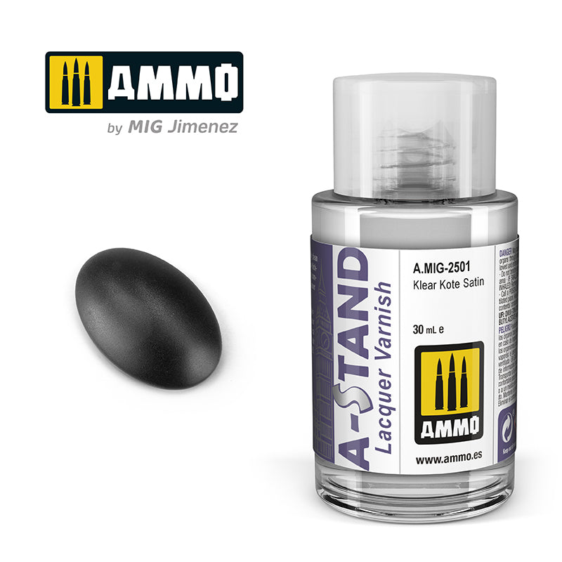 Ammo Mig A-Stand Lacquer Paint 30ml - Klear Kote Satin | 8432074025016
