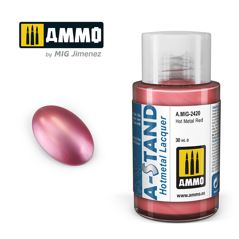 Ammo Mig A-Stand Lacquer Paint 30ml - Hot Metal Red | 8432074024200