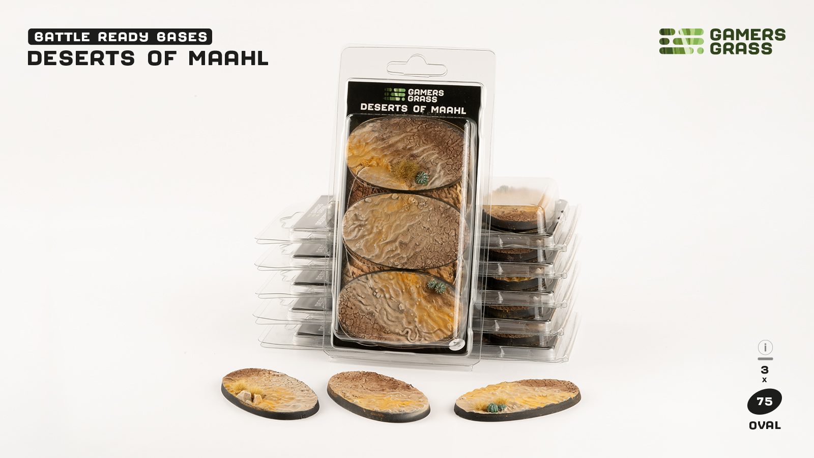 Gamers Grass Battle Ready Bases - Deserts of Maahl - Oval 75mm (x3) | 738956790743