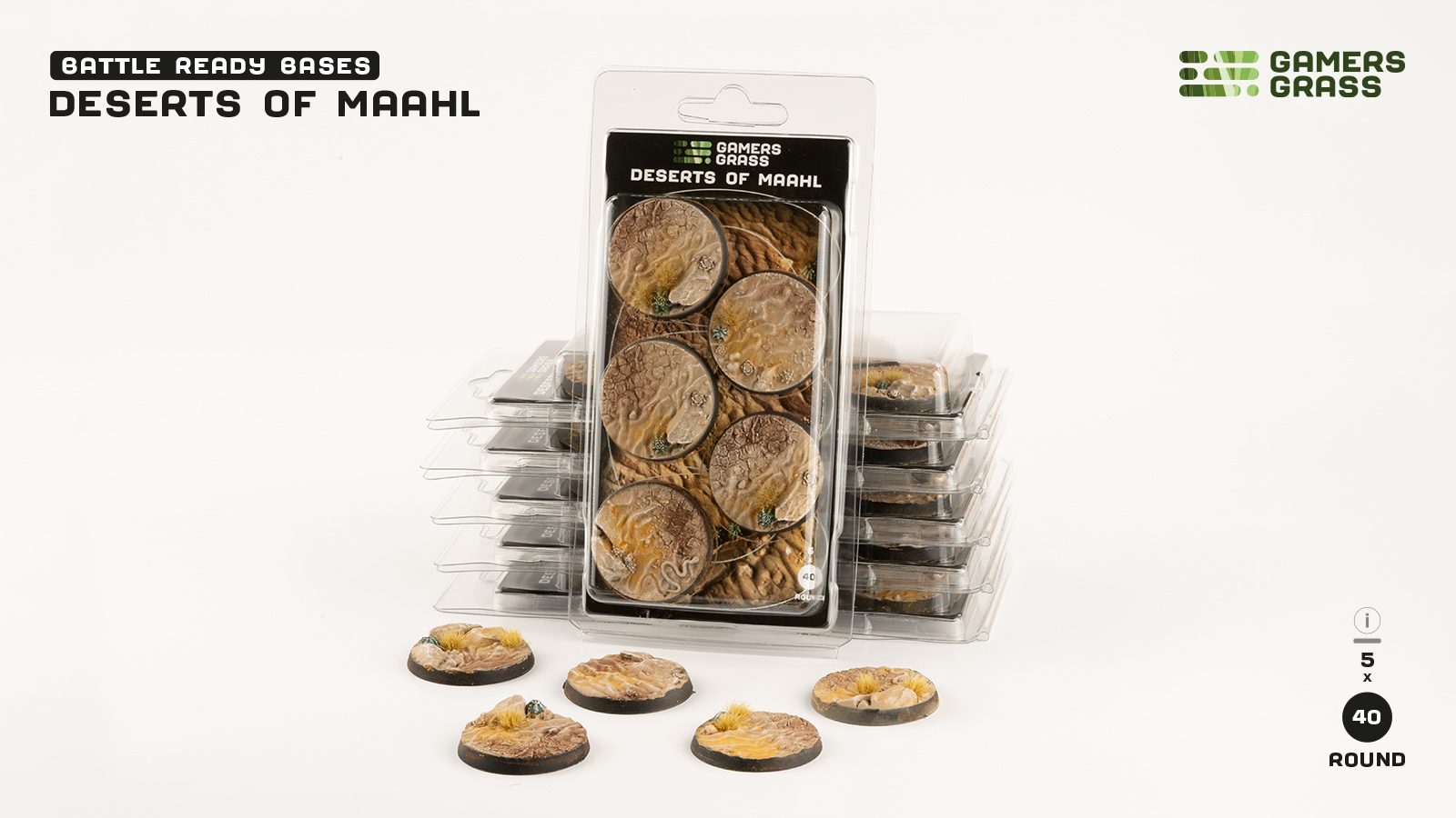 Gamers Grass Battle Ready Bases - Deserts of Maahl - Round 40mm (x5) | 738956790675