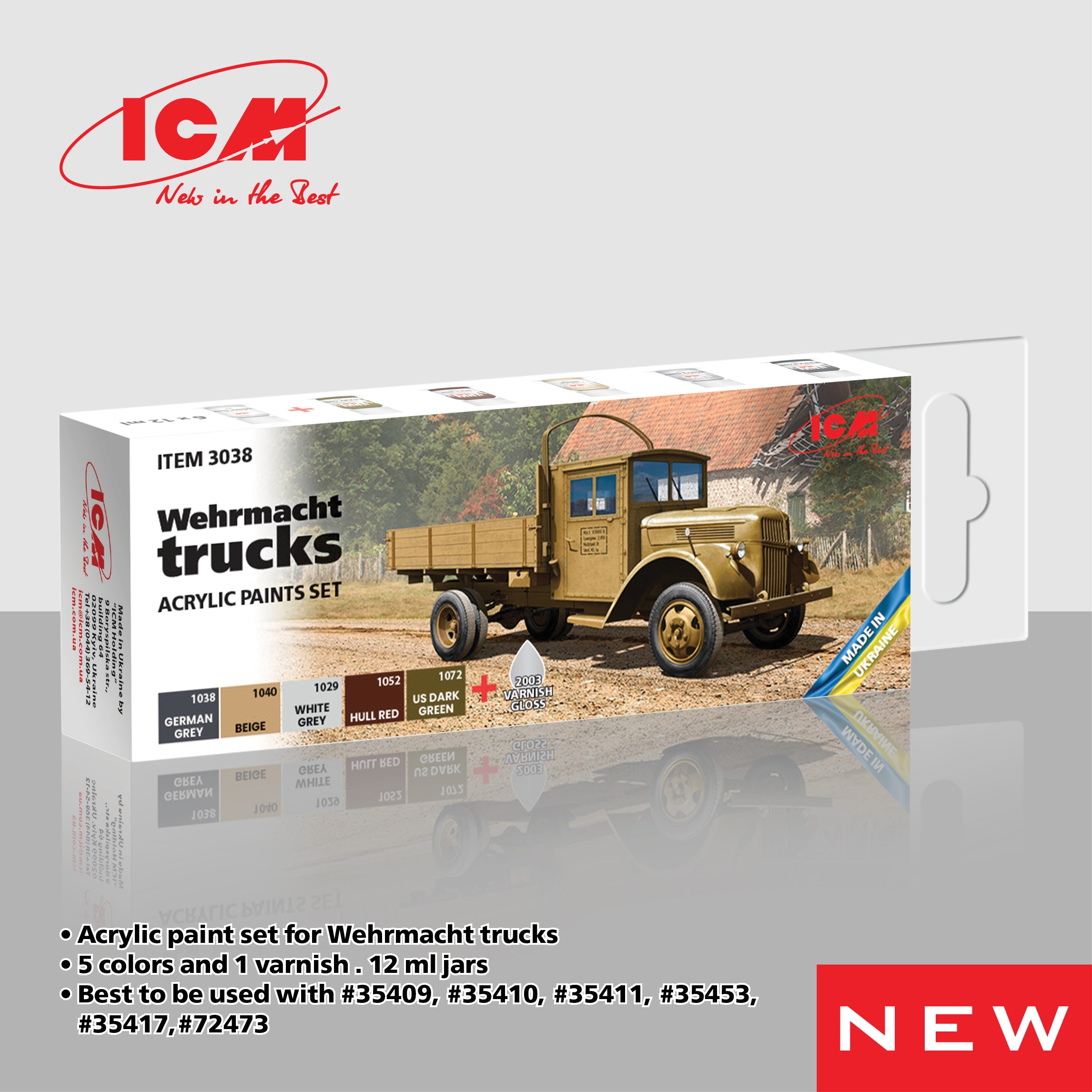 ICM Acrylic Paint Set for Wehrmacht trucks | 4823044410033