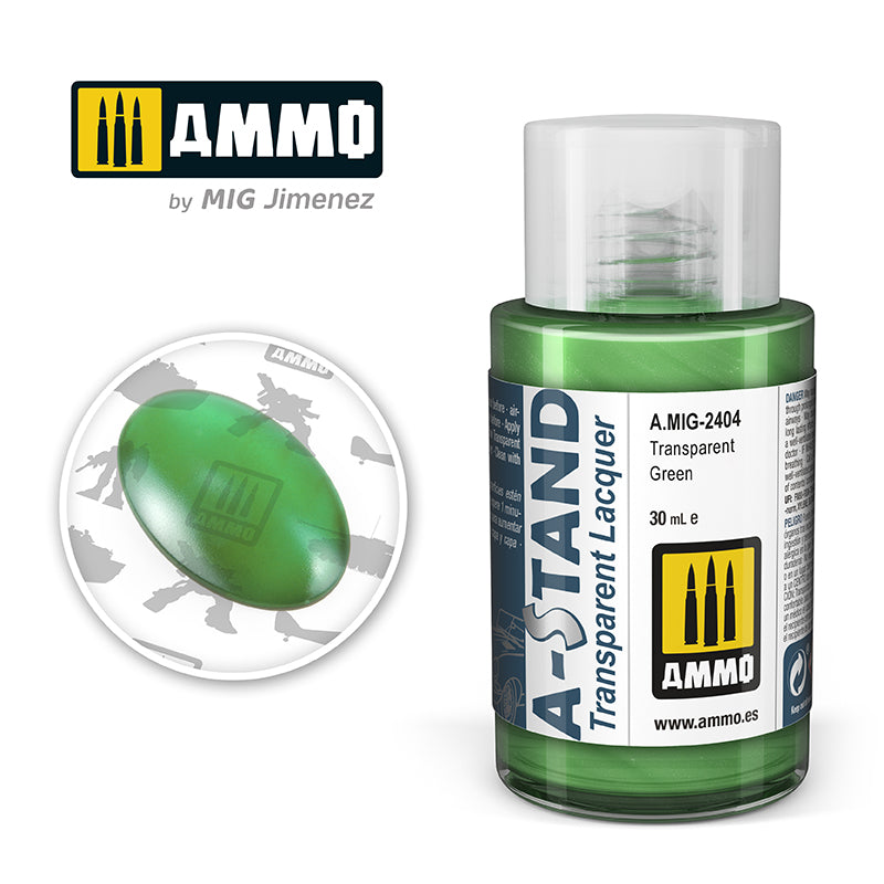 Ammo Mig A-Stand Lacquer Paint 30ml - Transparent Green | 8432074024040