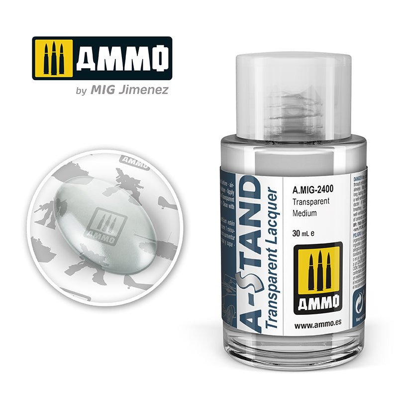 Ammo Mig A-Stand Lacquer Paint 30ml - Transparent Medium | 8432074024002