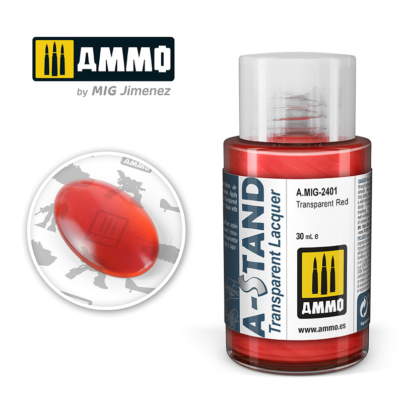 Ammo Mig A-Stand Lacquer Paint 30ml - Transparent Red | 8432074024019