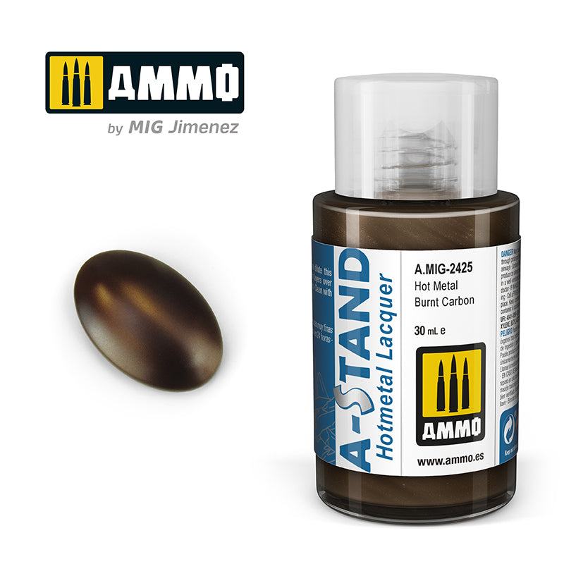 Ammo Mig A-Stand Lacquer Paint 30ml - Hot Metal Burnt Carbon | 8432074024255