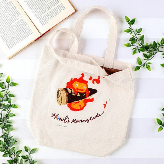 Benelic Calcifer in a Hurry Embroidery Canvas Tote Bag "Howl's Moving Castle" | 4990593435111