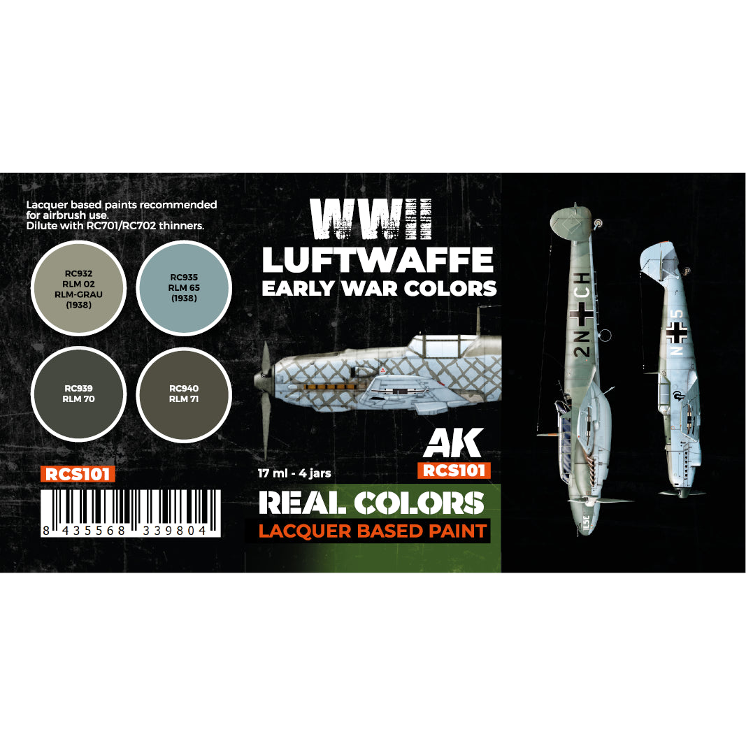 AK Interactive Real Colors WWII Luftwaffe Early War Colors Set (Set of 4) | 8435568339804