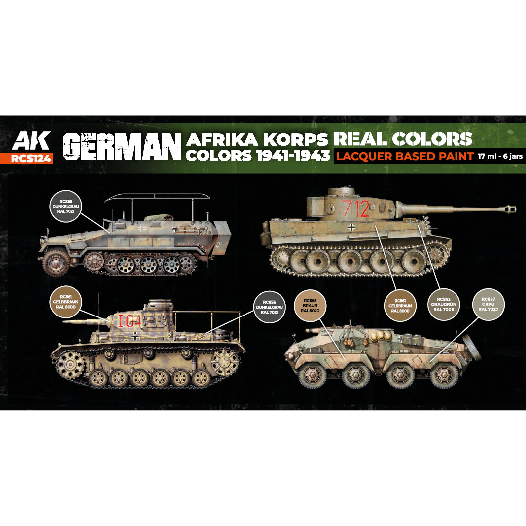 AK Interactive Real Colors German Afrika Korps Colors 1941-1943 Set (Set of 6) | 8435568340152