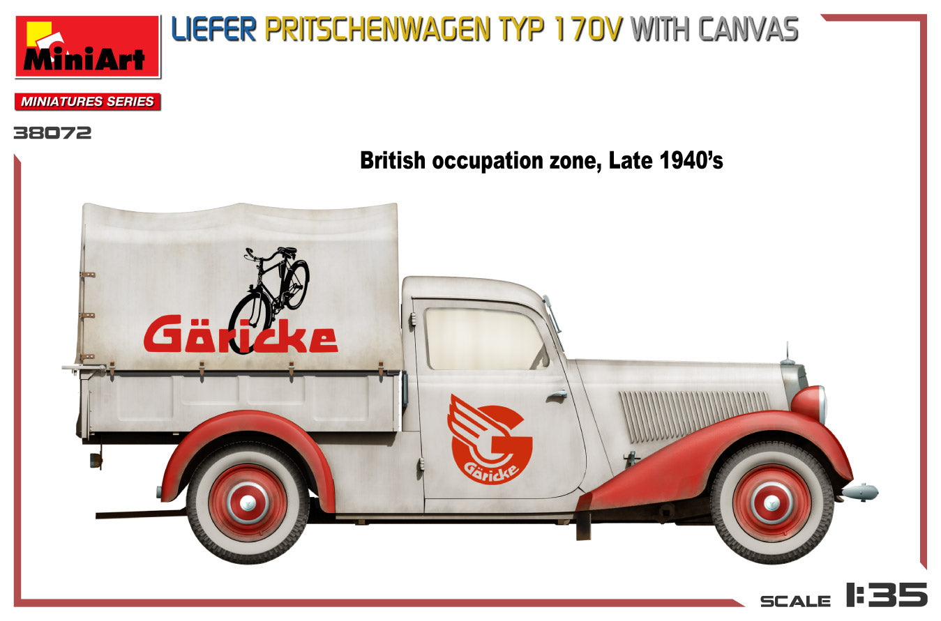 MiniArt 1/35 Liefer Pritschenwagen Typ 170V with Canvas