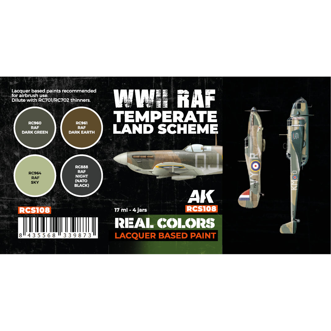 AK Interactive Real Colors WWII RAF Temperate Land Scheme Set (Set of 4) | 8435568339873