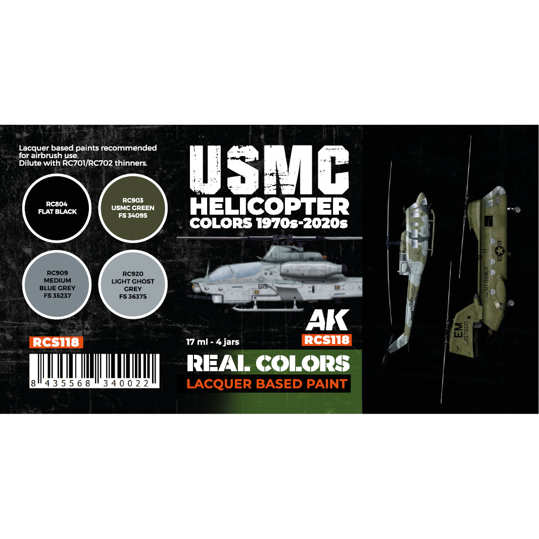 AK Interactive Real Colors USMC Helicopter Colors 1970s-today Set (Set of 4) | 8435568340022