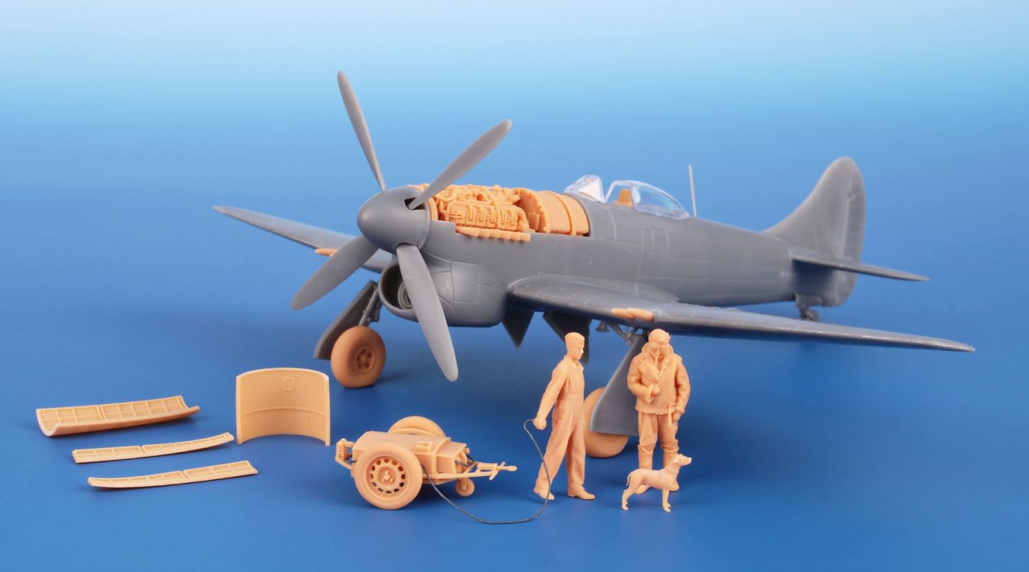 Special Hobby 1/72 Tempest Pilot, Dog and Mechanic with Accumulator Trolley | 8595593131016