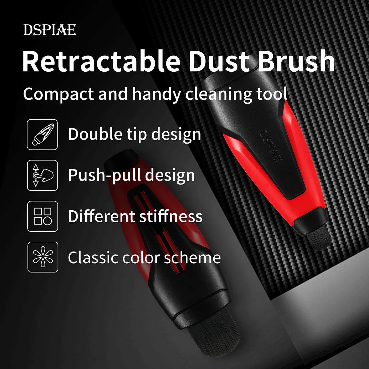 Dspiae Retractable Dust Brush Double Head | 6970845564880