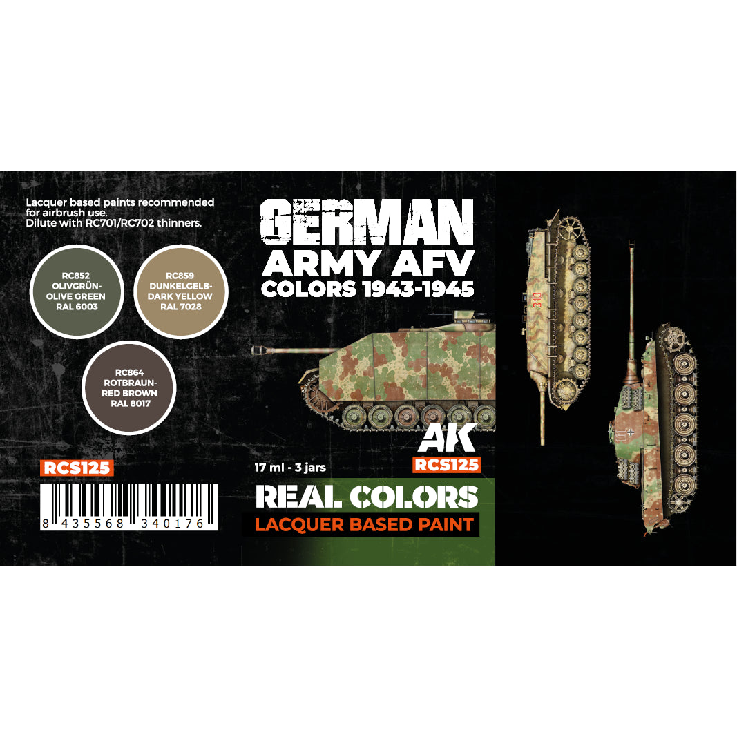 AK Interactive Real Colors German Army AFV Colors 1943-1945 Set (Set of 3) | 8435568340176