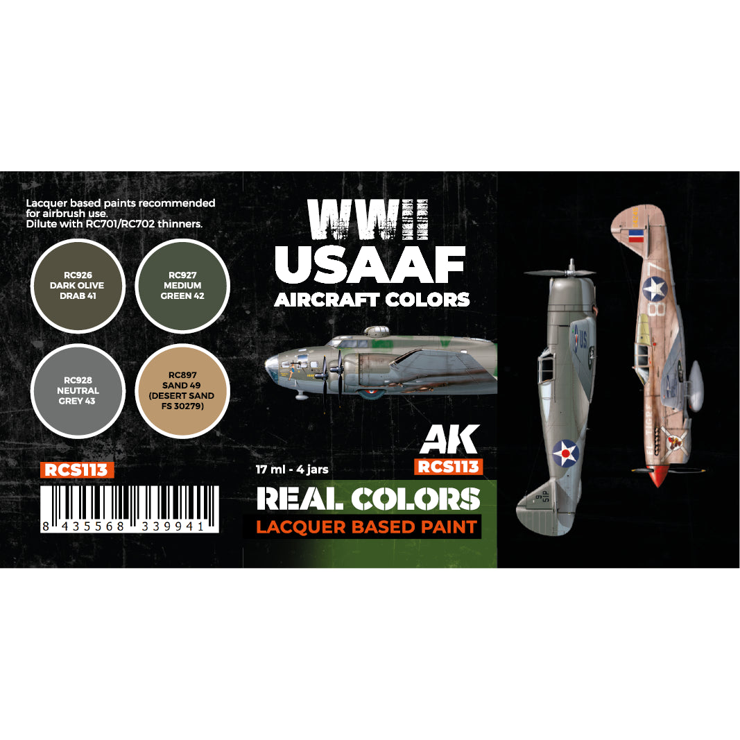 AK Interactive Real Colors WWII USAAF Aircraft Colors Set (Set of 4) | 8435568339941