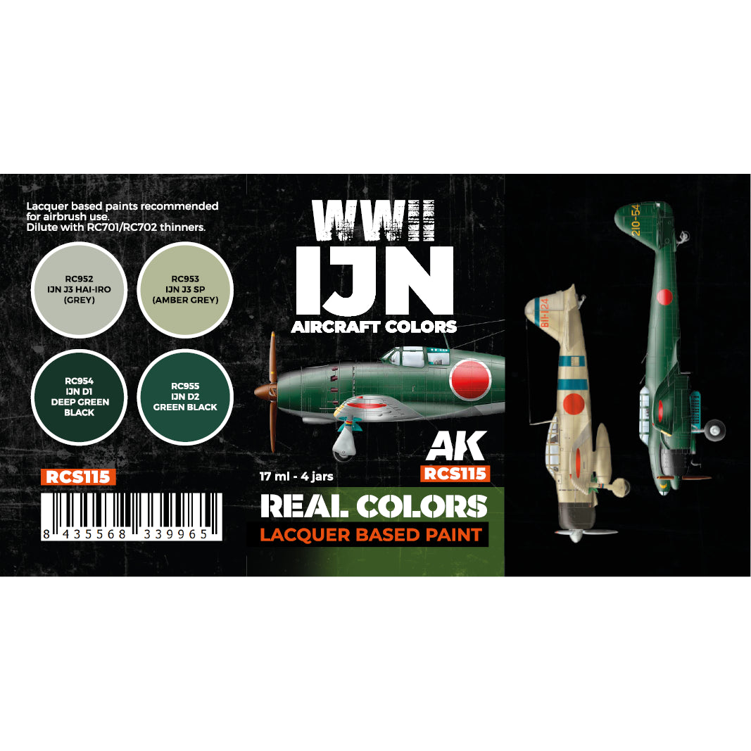 AK Interactive Real Colors WWII IJN Aircraft Colors Set (Set of 4) | 8435568339965