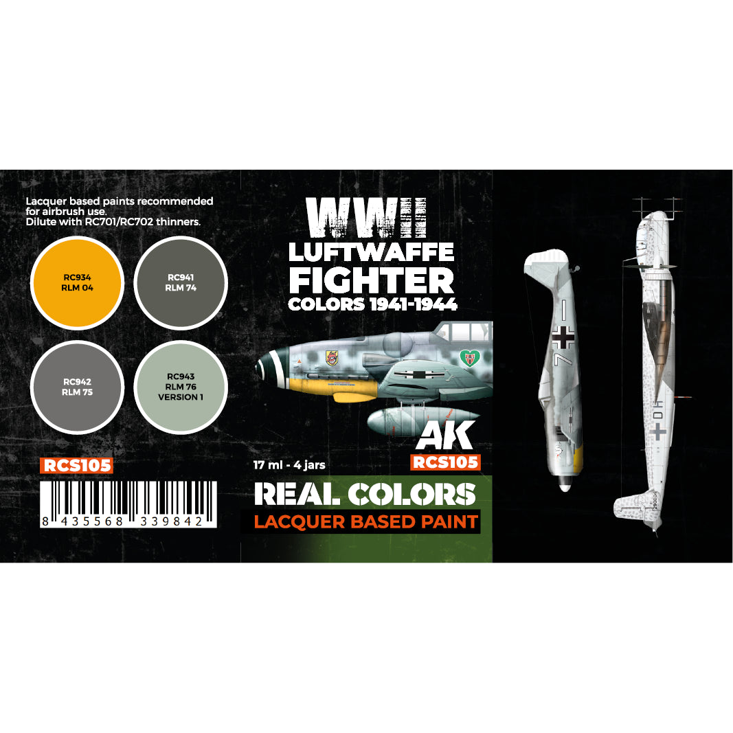 AK Interactive Real Colors Luftwaffe Fighter Colors 1941-1944 Set (Set of 4) | 8435568339842