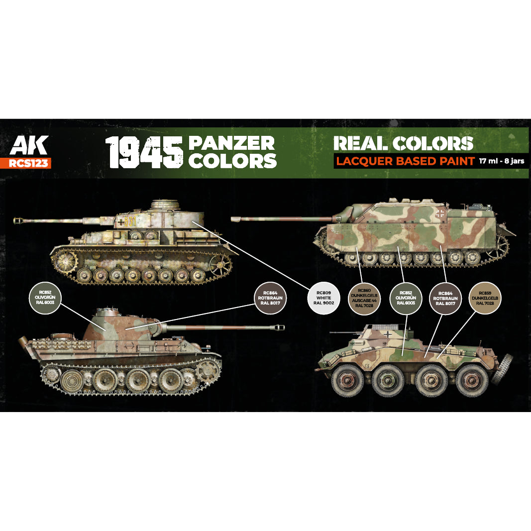 AK Interactive Real Colors 1945 Panzer Colors Set (Set of 6) | 8435568340145