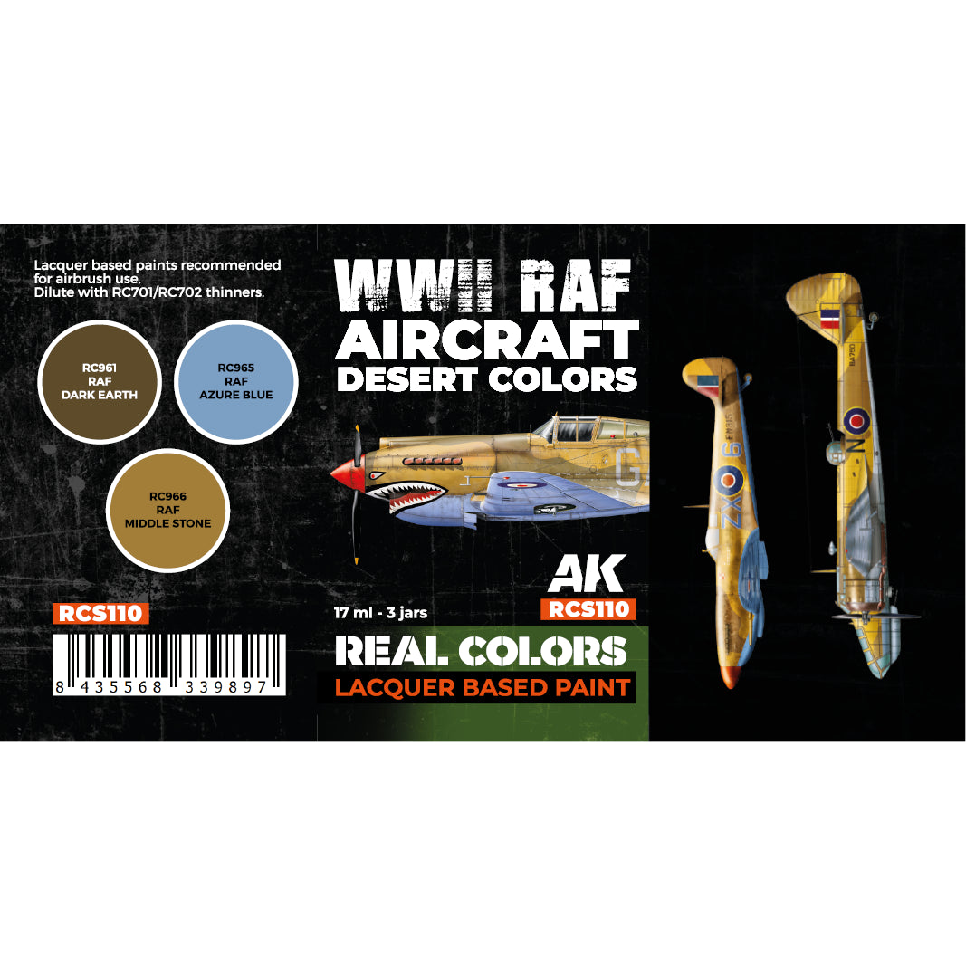 AK Interactive Real Colors WWII RAF Aircraft Desert Colors Set (Set of 3) | 8435568339897