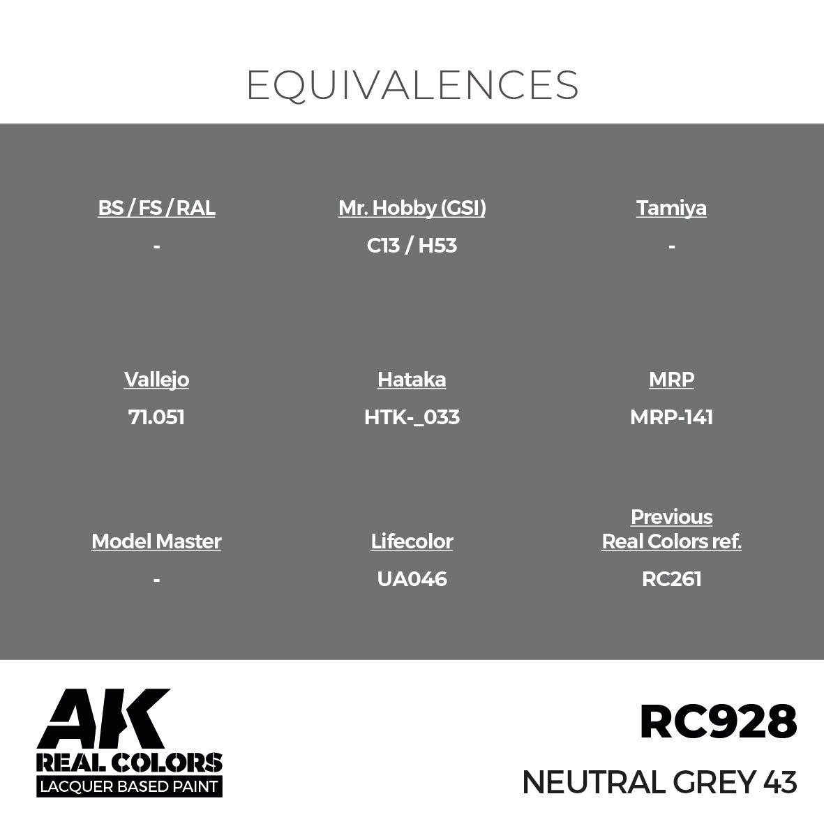 AK Interactive Real Colors Neutral Grey 43 17 ml. | 8435568336810