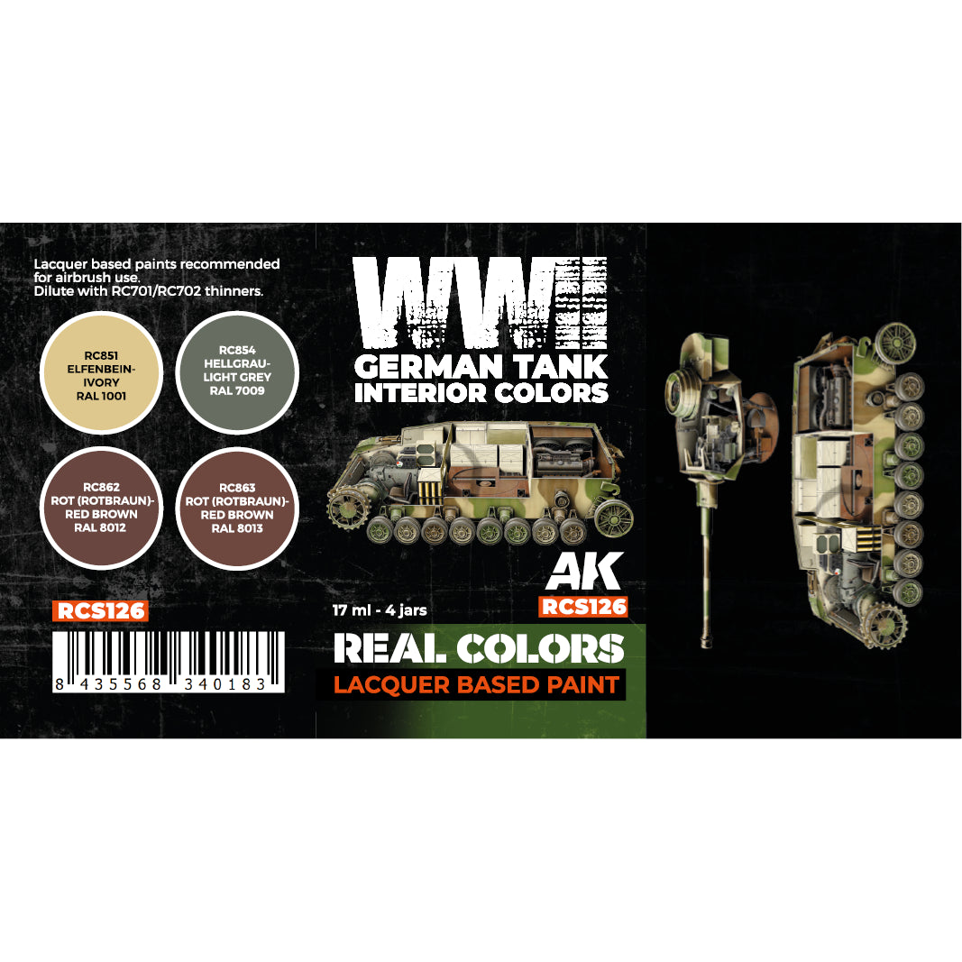 AK Interactive Real Colors WWII German Tank Interior Colors Set (Set of 4) | 8435568340183