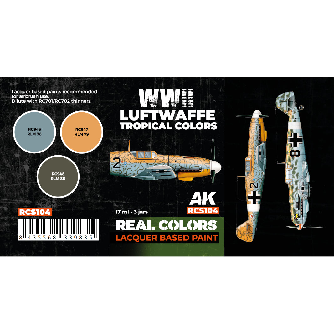 AK Interactive Real Colors WWII Luftwaffe Tropical Colors Set (Set of 3) | 8435568339835