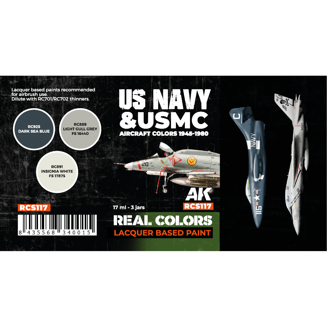 AK Interactive Real Colors US Navy & USMC Aircraft Colors 1945-1980 Set (Set of 3) | 8435568340015