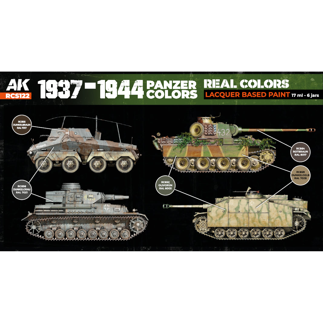 AK Interactive Real Colors 1937-1944 Panzer Colors Set (Set of 6) | 8435568340138