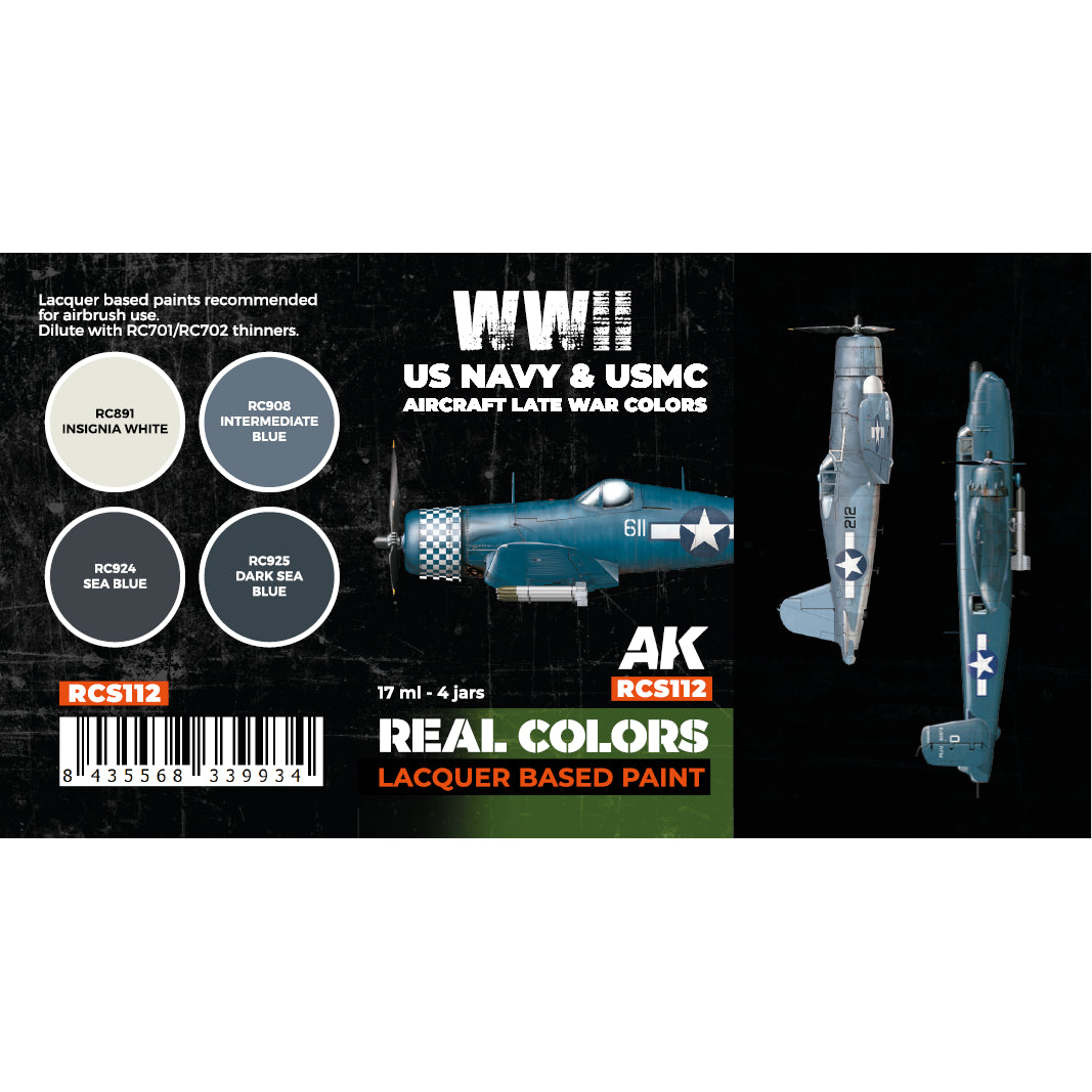 AK Interactive Real Colors WWII US Navy & USMC Aircraft Late War Colors Set (Set of 4) | 8435568339934