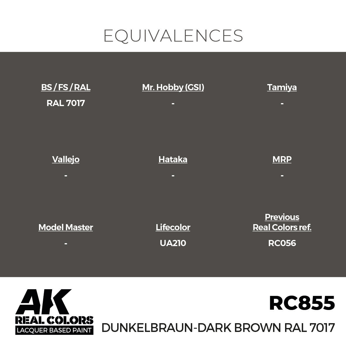 AK Interactive Real Colors Dunkelbraun-Dark Brown RAL 7017 17 ml. | 8435568336087