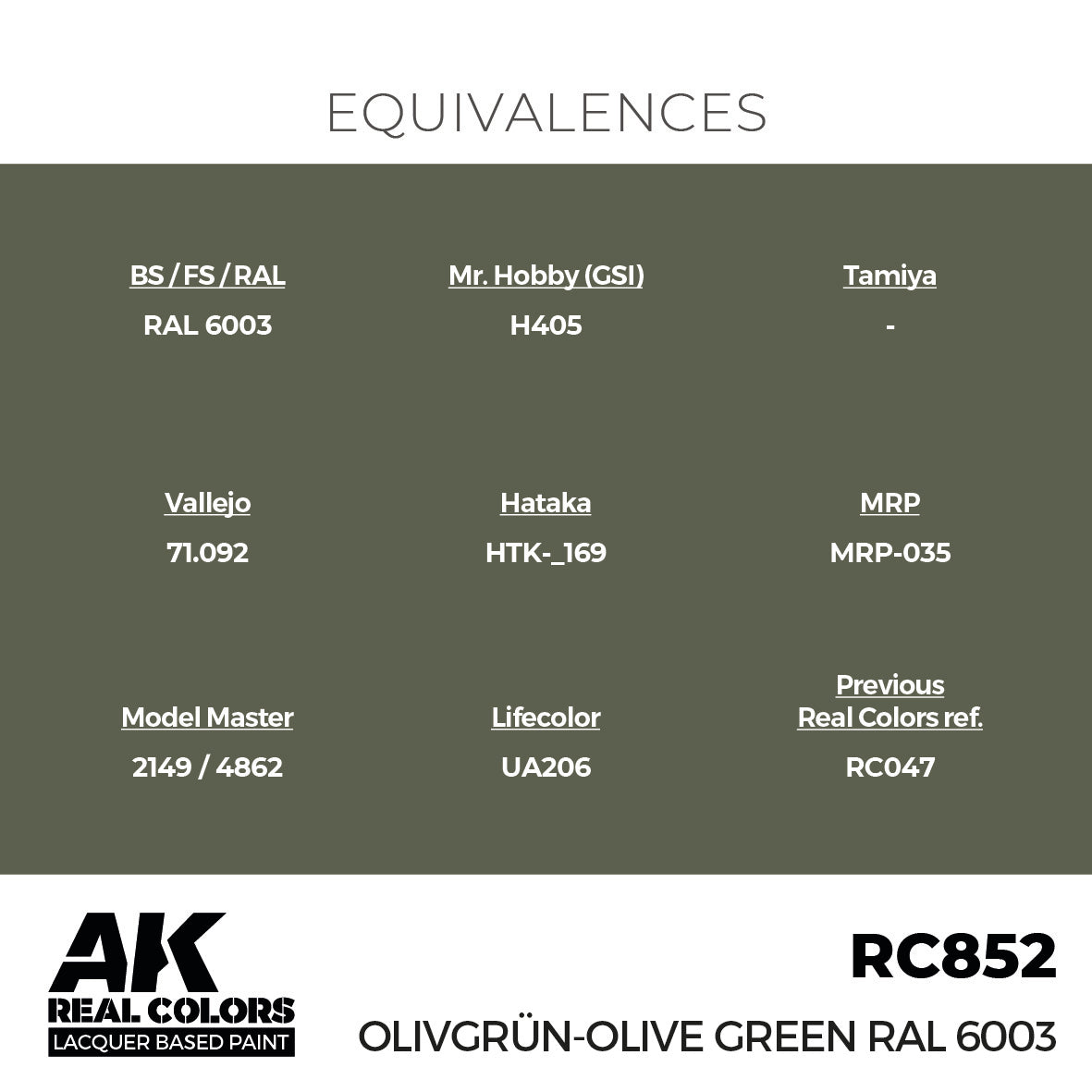 AK Interactive Real Colors Olivgrün-Olive Green RAL 6003 17 ml. | 8435568336056
