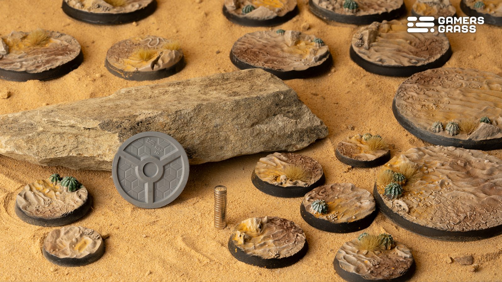 Gamers Grass Battle Ready Bases - Deserts of Maahl - Round 32mm (x8) | 738956790668