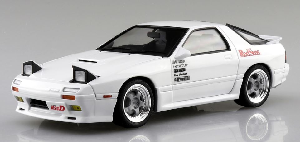 Aoshima 1/24 Pre-Painted Initial D Takahashi Ryosuke FC3S RX-7 (Comics Vol.5 Akina Battle Ver.) Model Kit | 4905083062487