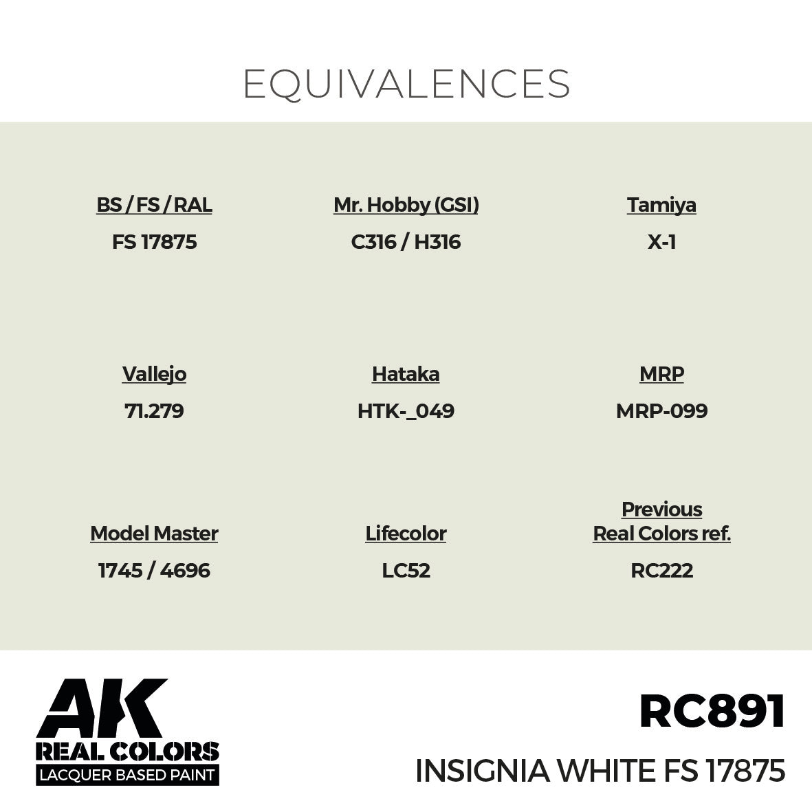 AK Interactive Real Colors Insignia White FS 17875 17 ml. | 8435568336445
