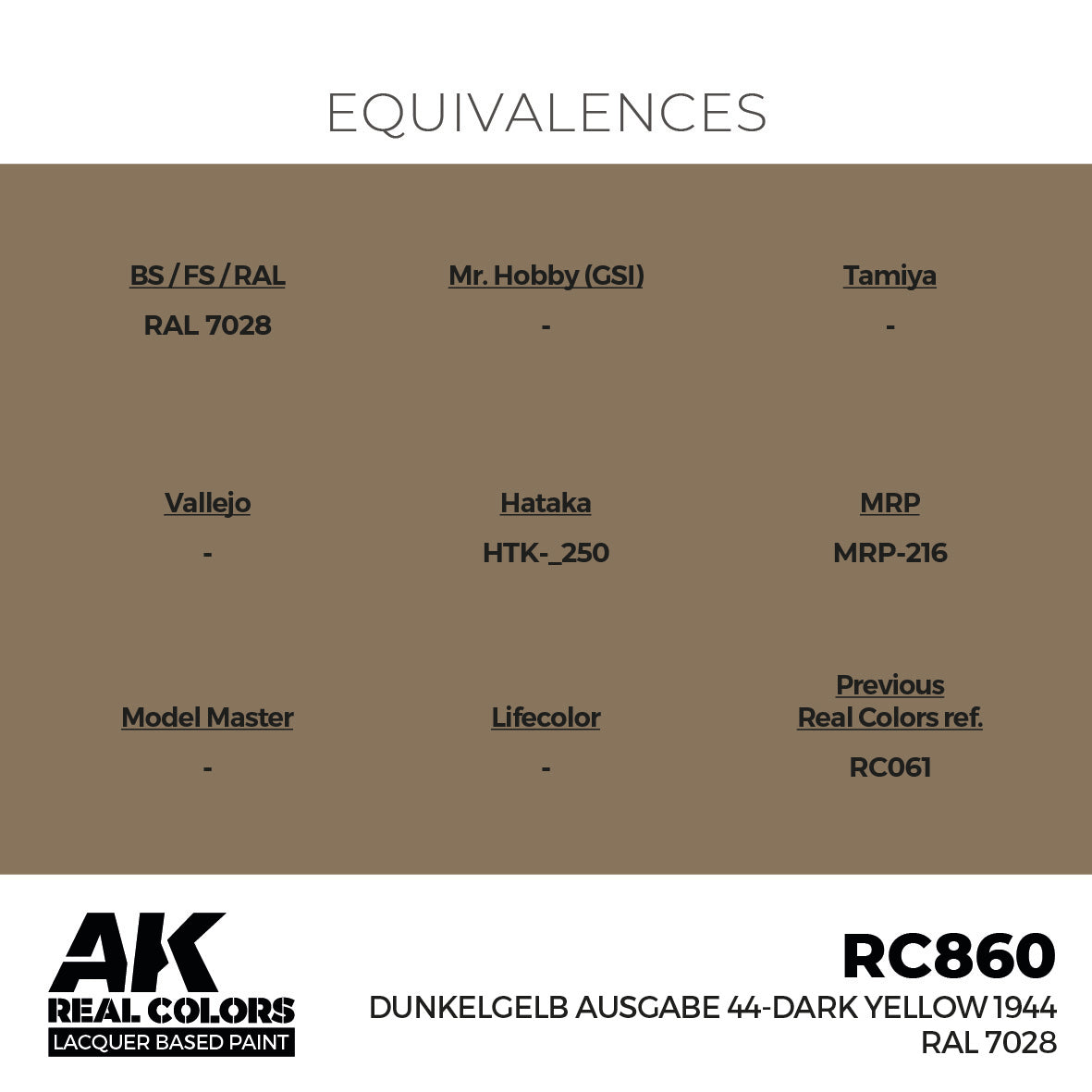 AK Interactive Real Colors Dunkelgelb Ausgabe 44-Dark Yellow 1944 RAL 7028 17 ml | 8435568336131