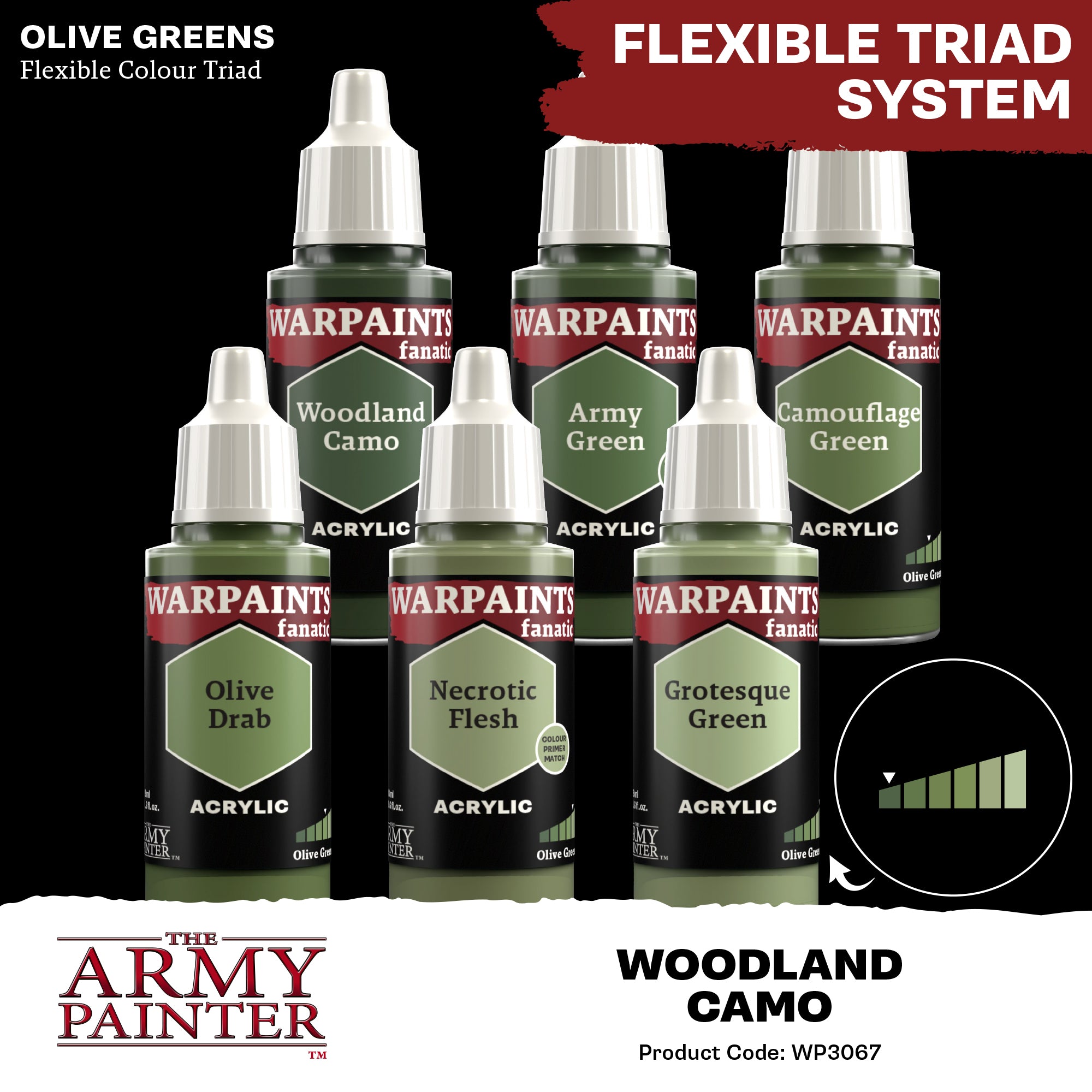 Army Painter Warpaints Fanatic Acrylic, Woodland Camo | 5713799306707
