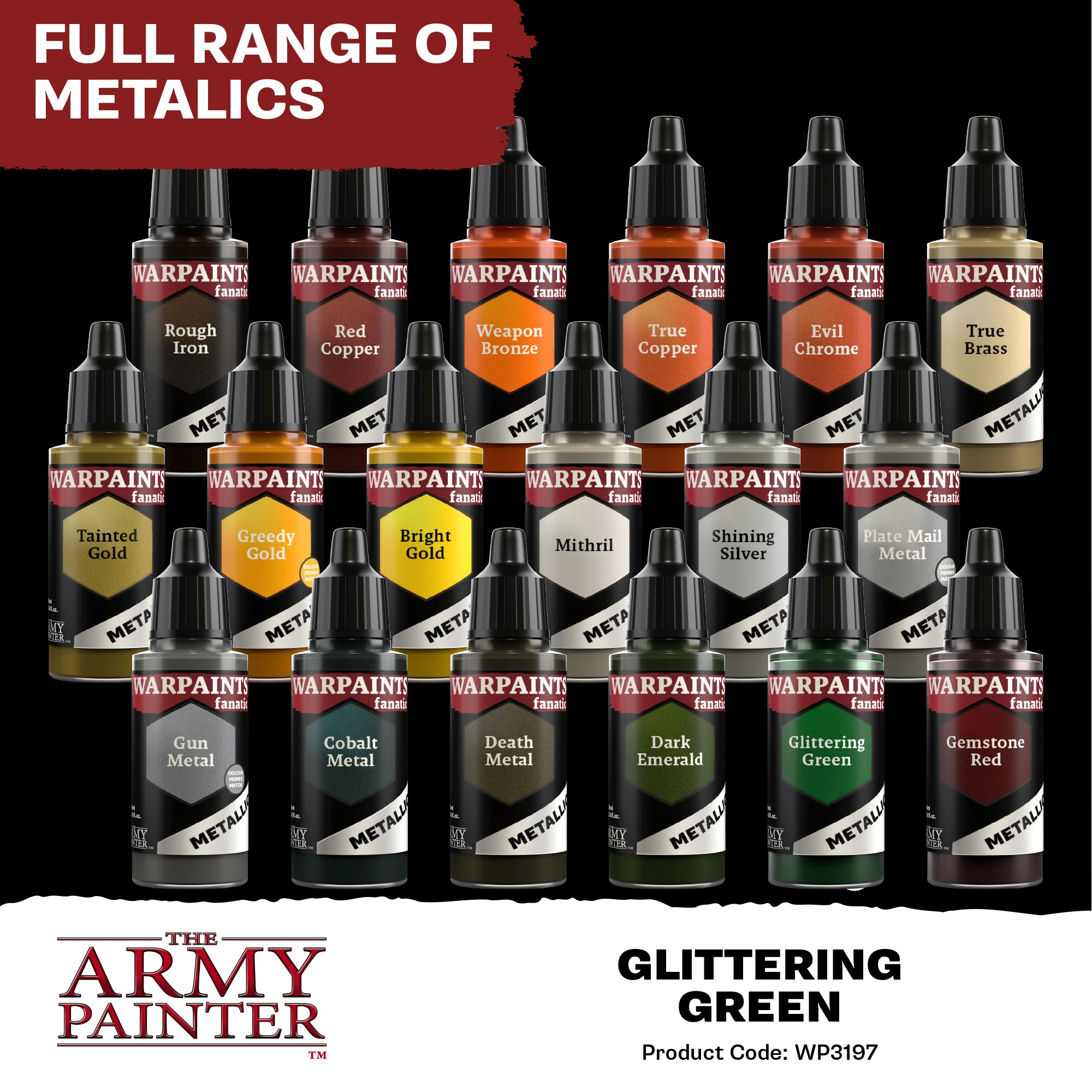 Army Painter Warpaints Fanatic Metallic, Glittering Green | 5713799319707